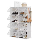 Étagère à Chaussures Extensible à 8 Niveaux avec Porte, Peut Contenir 32 Paires, Armoire de Rangement à Chaussures Détachable, Organiseur d'Entrée et de Chambre à Coucher Peu Encombrant