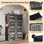 Étagère à Chaussures Extensible à 8 Niveaux avec Porte, Peut Contenir 32 Paires, Armoire de Rangement à Chaussures Détachable, Organiseur d'Entrée et de Chambre à Coucher Peu Encombrant