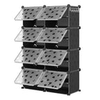 Étagère à Chaussures Extensible à 8 Niveaux avec Porte, Peut Contenir 32 Paires, Armoire de Rangement à Chaussures Détachable, Organiseur d'Entrée et de Chambre à Coucher Peu Encombrant
