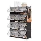 Expandable 8-Tier Shoe Rack Organizer with Door  Holds 32 Pairs  Detachable Shoe Storage Cabinet  Space-Saving Entryway & Bedroom Organizer