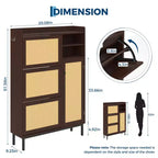 Meuble à chaussures en rotin naturel, organisateur de rangement autonome avec 3 tiroirs pivotants et 5 étagères, mobilier moderne pour entrée, couloir, dressing