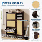 Meuble à chaussures en rotin naturel, organisateur de rangement autonome avec 3 tiroirs pivotants et 5 étagères, mobilier moderne pour entrée, couloir, dressing