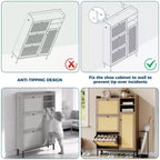 Meuble à chaussures en rotin naturel, organisateur de rangement autonome avec 3 tiroirs pivotants et 5 étagères, mobilier moderne pour entrée, couloir, dressing