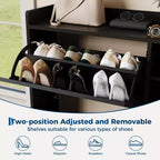 Meuble à chaussures en rotin naturel, organisateur de rangement autonome avec 3 tiroirs pivotants et 5 étagères, mobilier moderne pour entrée, couloir, dressing