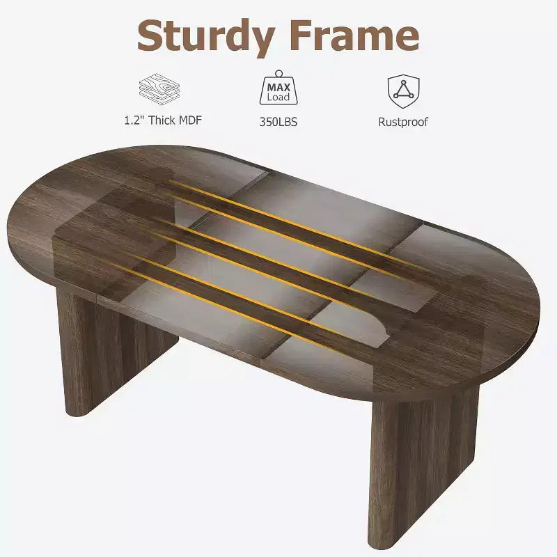 Table à manger ovale de ferme moderne, 160 cm de long, 6-8 places, piétement en bois robuste, résistante à l'eau, montage facile pour salon, bureau, noir