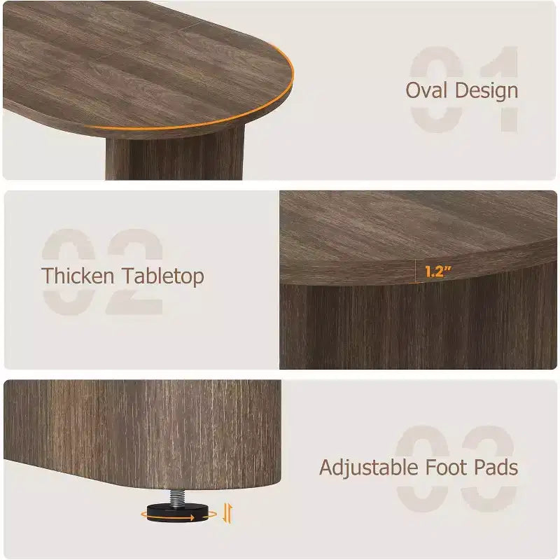 Table à manger ovale de ferme moderne, 160 cm de long, 6-8 places, piétement en bois robuste, résistante à l'eau, montage facile pour salon, bureau, noir