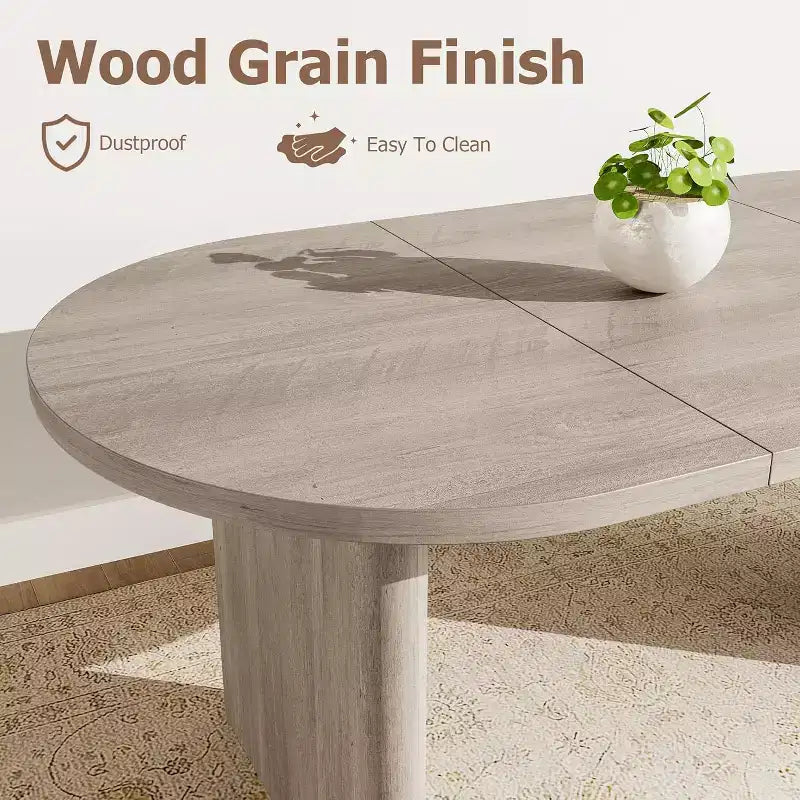 Table à manger ovale de ferme moderne, 160 cm de long, 6-8 places, piétement en bois robuste, résistante à l'eau, montage facile pour salon, bureau, noir