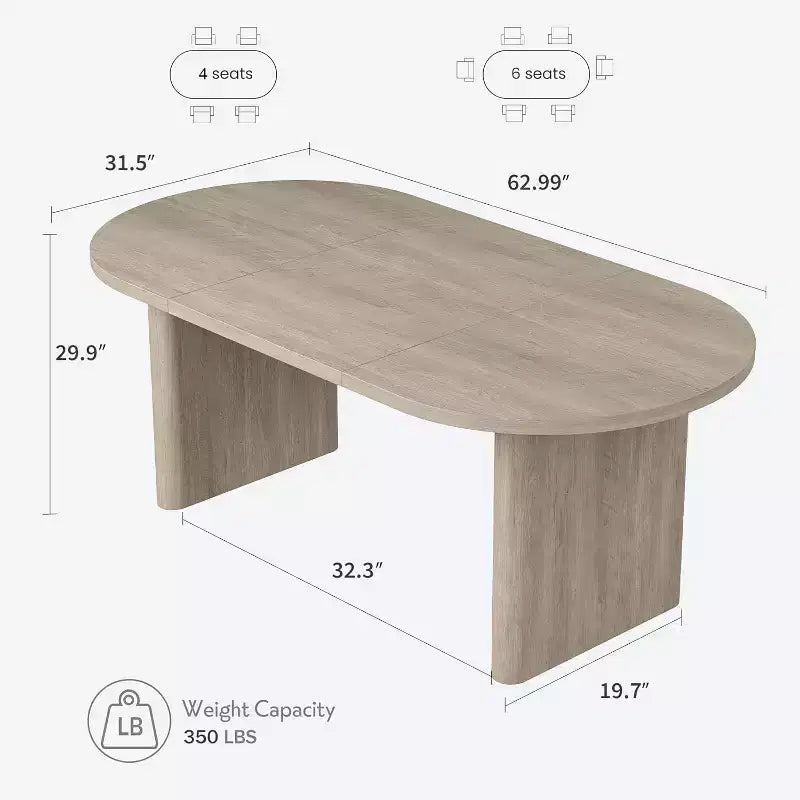 Table à manger ovale de ferme moderne, 160 cm de long, 6-8 places, piétement en bois robuste, résistante à l'eau, montage facile pour salon, bureau, noir