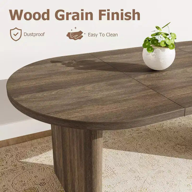 Table à manger ovale de ferme moderne, 160 cm de long, 6-8 places, piétement en bois robuste, résistante à l'eau, montage facile pour salon, bureau, noir