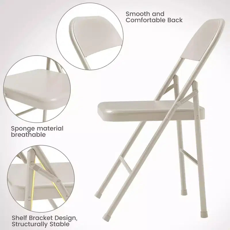 Ensemble table et chaises pliantes portables 5 pièces, table pliante rembourrée en PU et chaises pliantes entièrement métalliques, ensemble table et chaises convenant à la salle à manger