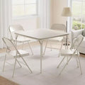 Portable Folding Card Table and Chair Set of 5, PU Upholstered Foldable Table, and All Metal Folding Chairs, Table and Chairs Suitable for Dining Room