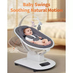 Balançoire bébé pour nourrissons et tout-petits, balançoire pour bébé avec 5 modes de mouvement et 5 vitesses, siège inclinable avec harnais à 5 points