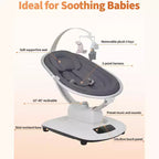 Balançoire bébé pour nourrissons et tout-petits, balançoire pour bébé avec 5 modes de mouvement et 5 vitesses, siège inclinable avec harnais à 5 points