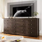 Commode moderne en bois robuste à 12 tiroirs pour chambre à coucher, 160 cm de large, commode de rangement et meuble TV, armoire de rangement profonde, idéale pour le salon et le couloir