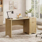 Bestier Bureau d'ordinateur 119,4 cm avec tiroir, bureau moderne pour la maison et le bureau avec armoire de rangement, bureau d'étude pour PC avec cannelures pour petits espaces