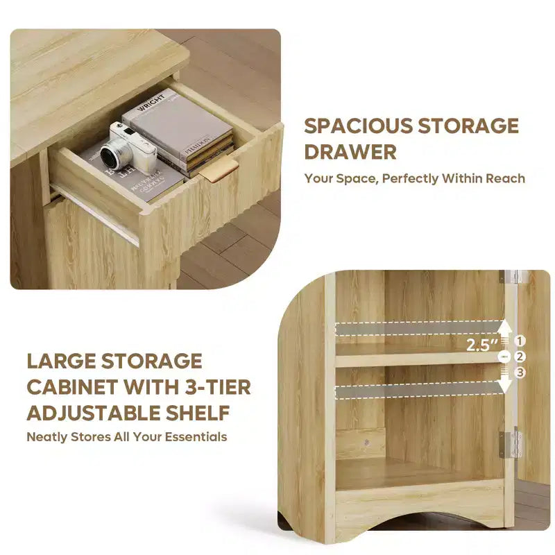 Bestier Bureau d'ordinateur 119,4 cm avec tiroir, bureau moderne pour la maison et le bureau avec armoire de rangement, bureau d'étude pour PC avec cannelures pour petits espaces