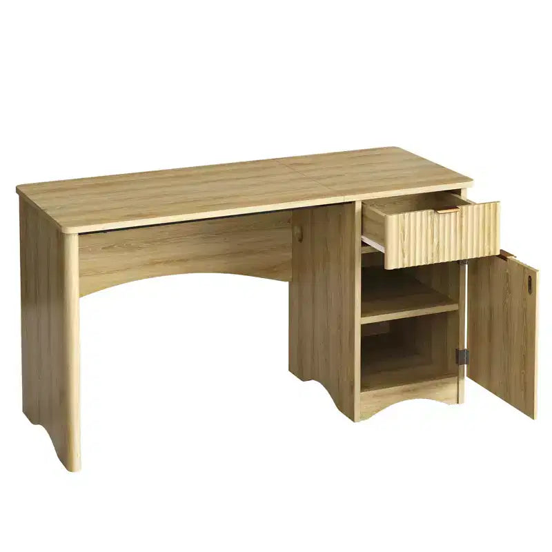 Bestier Bureau d'ordinateur 119,4 cm avec tiroir, bureau moderne pour la maison et le bureau avec armoire de rangement, bureau d'étude pour PC avec cannelures pour petits espaces