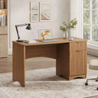 Bestier Bureau d'ordinateur 119,4 cm avec tiroir, bureau moderne pour la maison et le bureau avec armoire de rangement, bureau d'étude pour PC avec cannelures pour petits espaces