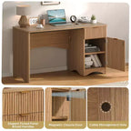 Bestier Bureau d'ordinateur 119,4 cm avec tiroir, bureau moderne pour la maison et le bureau avec armoire de rangement, bureau d'étude pour PC avec cannelures pour petits espaces