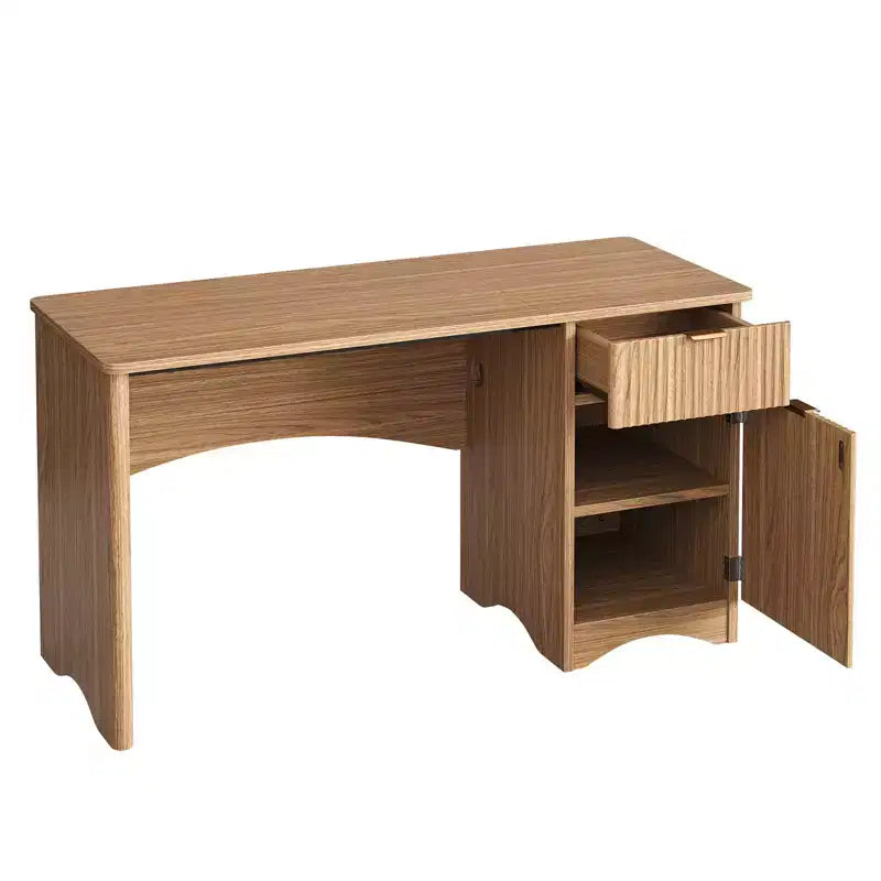 Bestier Bureau d'ordinateur 119,4 cm avec tiroir, bureau moderne pour la maison et le bureau avec armoire de rangement, bureau d'étude pour PC avec cannelures pour petits espaces