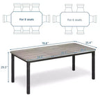 Coolmee Table de Salle à Manger de Ferme pour 6 à 8 Personnes, Table de Cuisine Rustique Industrielle avec Cadre Métallique Robuste et Coins Biseautés, Coin Repas de Salle à Manger