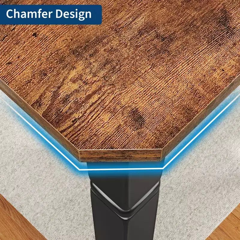 Coolmee Table de Salle à Manger de Ferme pour 6 à 8 Personnes, Table de Cuisine Rustique Industrielle avec Cadre Métallique Robuste et Coins Biseautés, Coin Repas de Salle à Manger