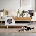 45'' Cat Coffee Table Hidden Litter Box Enclosure Furniture for Kitty Cats, Cat Furniture with Storage Drawer for Living Room