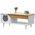 Table Basse de 45" pour Chat, Cache-litière Intégré, Meuble pour Chats avec Tiroir de Rangement pour Salon