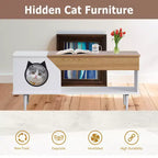 Table Basse de 45" pour Chat, Cache-litière Intégré, Meuble pour Chats avec Tiroir de Rangement pour Salon