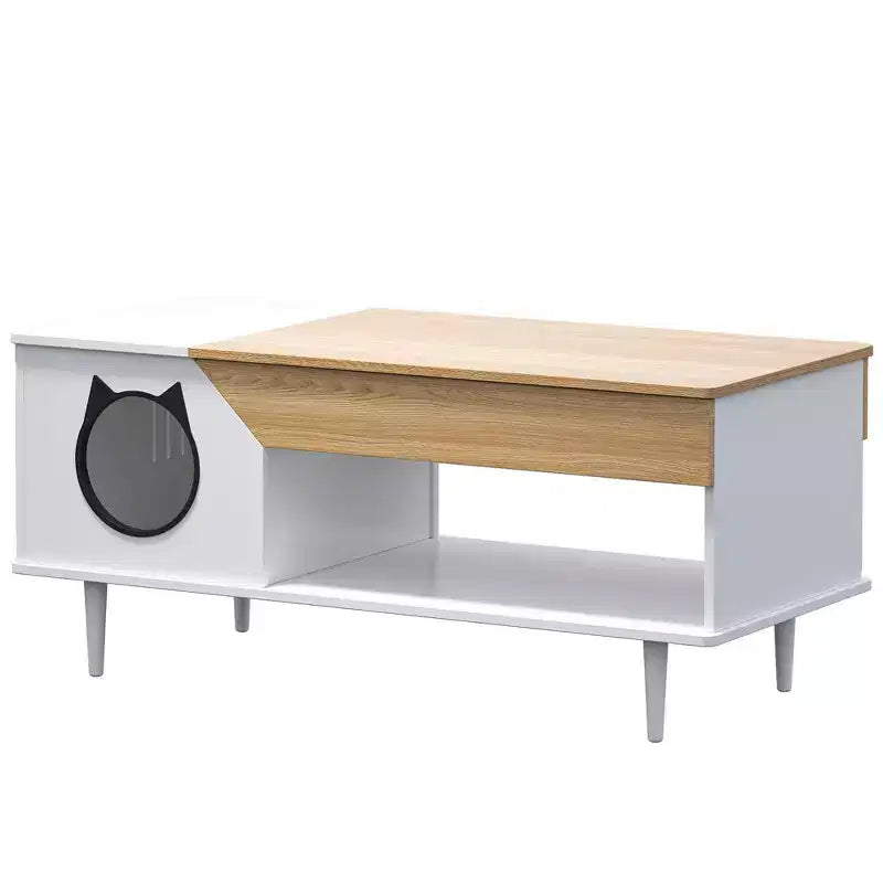 Table Basse de 45" pour Chat, Cache-litière Intégré, Meuble pour Chats avec Tiroir de Rangement pour Salon