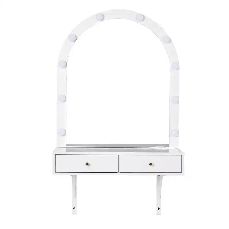 Coiffeuse murale Whisen, Meuble-lavabo de maquillage flottant, Coiffeuse moderne avec miroir, Grand rangement