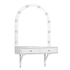 Coiffeuse murale Whisen, Meuble-lavabo de maquillage flottant, Coiffeuse moderne avec miroir, Grand rangement