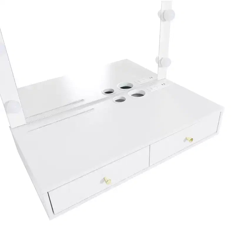 Coiffeuse murale Whisen, Meuble-lavabo de maquillage flottant, Coiffeuse moderne avec miroir, Grand rangement