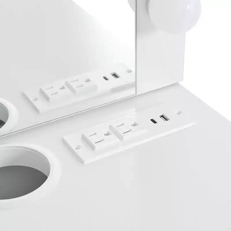 Coiffeuse murale Whisen, Meuble-lavabo de maquillage flottant, Coiffeuse moderne avec miroir, Grand rangement