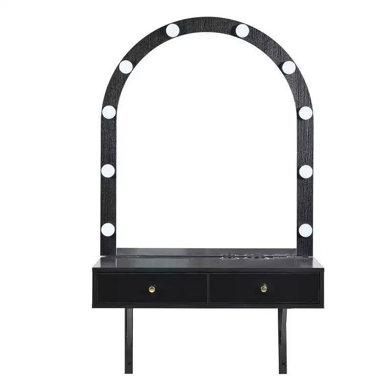Coiffeuse murale Whisen, Meuble-lavabo de maquillage flottant, Coiffeuse moderne avec miroir, Grand rangement