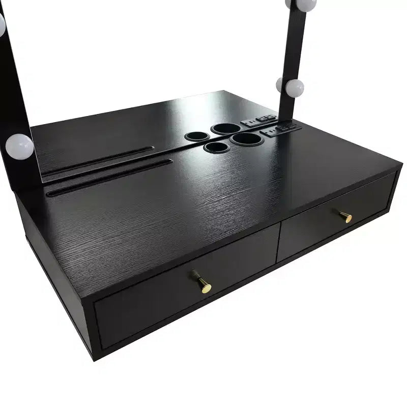 Coiffeuse murale Whisen, Meuble-lavabo de maquillage flottant, Coiffeuse moderne avec miroir, Grand rangement