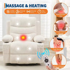 Fauteuil inclinable releveur électrique, fauteuils inclinables électriques avec massage par vibration et chauffage lombaire, fauteuil inclinable électrique monoplace à mouvement doux