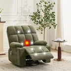 Fauteuil inclinable à bascule avec chauffage, fauteuil inclinable à bascule pivotant avec massage, poches latérales et porte-gobelets, canapé inclinable pour salon, chambre à coucher