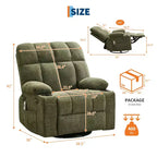 Fauteuil inclinable à bascule avec chauffage, fauteuil inclinable à bascule pivotant avec massage, poches latérales et porte-gobelets, canapé inclinable pour salon, chambre à coucher