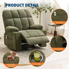 Fauteuil inclinable à bascule avec chauffage, fauteuil inclinable à bascule pivotant avec massage, poches latérales et porte-gobelets, canapé inclinable pour salon, chambre à coucher