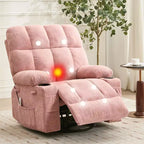 Fauteuil inclinable à bascule avec chauffage, fauteuil inclinable à bascule pivotant avec massage, poches latérales et porte-gobelets, canapé inclinable pour salon, chambre à coucher