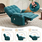 Fauteuil inclinable à bascule avec chauffage, fauteuil inclinable à bascule pivotant avec massage, poches latérales et porte-gobelets, canapé inclinable pour salon, chambre à coucher
