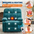 Fauteuil inclinable à bascule avec chauffage, fauteuil inclinable à bascule pivotant avec massage, poches latérales et porte-gobelets, canapé inclinable pour salon, chambre à coucher
