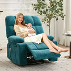 Fauteuil inclinable à bascule avec chauffage, fauteuil inclinable à bascule pivotant avec massage, poches latérales et porte-gobelets, canapé inclinable pour salon, chambre à coucher