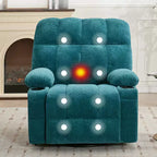 Fauteuil inclinable à bascule avec chauffage, fauteuil inclinable à bascule pivotant avec massage, poches latérales et porte-gobelets, canapé inclinable pour salon, chambre à coucher