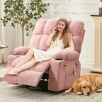 Fauteuil inclinable à bascule avec chauffage, fauteuil inclinable à bascule pivotant avec massage, poches latérales et porte-gobelets, canapé inclinable pour salon, chambre à coucher