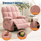 Fauteuil inclinable à bascule avec chauffage, fauteuil inclinable à bascule pivotant avec massage, poches latérales et porte-gobelets, canapé inclinable pour salon, chambre à coucher