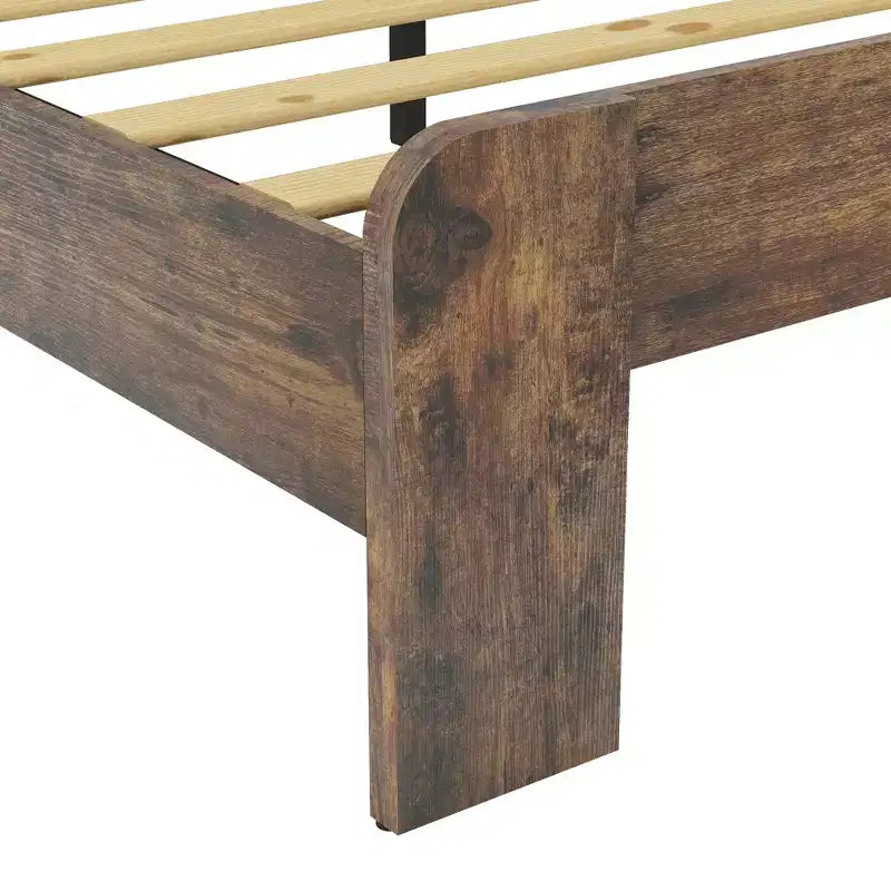 Lit plateforme pleine grandeur/grand lit/très grand lit avec tête de lit, cadre de lit plateforme en bois avec grand rangement sous le lit, brun foncé