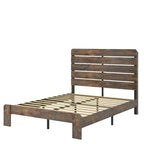 Lit plateforme pleine grandeur/grand lit/très grand lit avec tête de lit, cadre de lit plateforme en bois avec grand rangement sous le lit, brun foncé