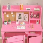 Bureau et chaise ergonomiques pour enfants avec étagère et meuble de rangement, table d'étude en bois pour chambre d'enfant ou salle d'étude